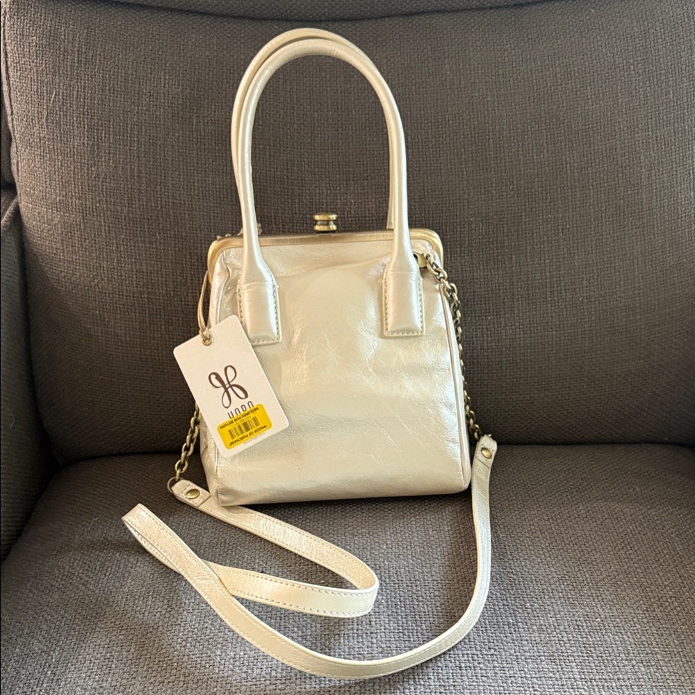 HOBO Cream Shoulder Bag with Gold Chain